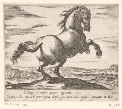 Rearing Horse Facing Right (series title: Horses from Different Countries) by Antonio Tempesta