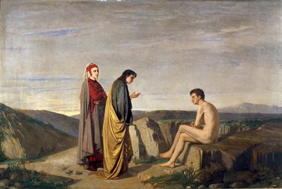Dante and Virgil meet the poet Sordello da Goito at Purgatory from Divine Comedy by Dante Alighieri by Antonio Varni