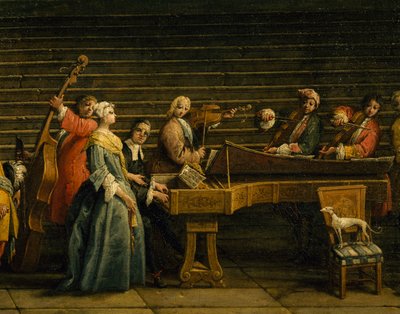Concert at the Villa by Antonio Visentini, piano and violin, Italy by Antonio Visentini