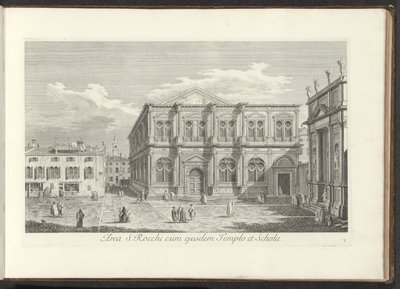 View of Campo San Rocco in Venice (title on object: Area S. Rocchi with its Temple and School) (series title: Views of Buildings and Squares in Venice) (series title: The Most Celebrated Views of Venice, Engraved from the Paintings of Antonio Canal) by Antonio Visentini
