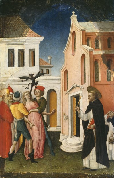 Saint Peter Martyr Exorcising a Woman Possessed by a Devil by Antonio Vivarini