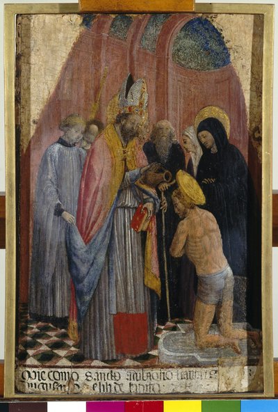 St. Ambrose baptizes St. Augustine by Antonio Vivarini