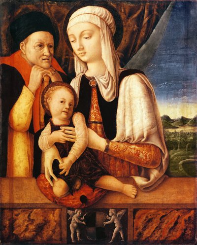 The Holy Family (coat of arms of Barbara de Brandebourg, Duchess of Mantua), c.1450-60 by Antonio Vivarini