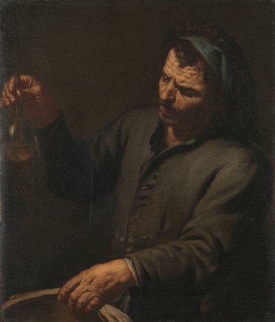 Man with Urine Bottle in his Hand by Antonio Zanchi (attributed to)