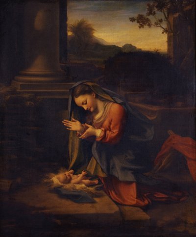 Madonna Adoring the Child by Antonio da Correggio