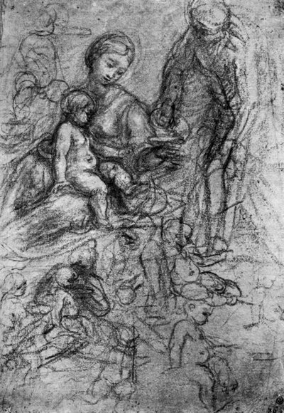 Sketches for a Holy Family by Antonio da Correggio