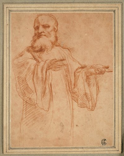 St. Benedict Gesturing to the Left: Study for the Coronation of the Virgin by Antonio da Correggio