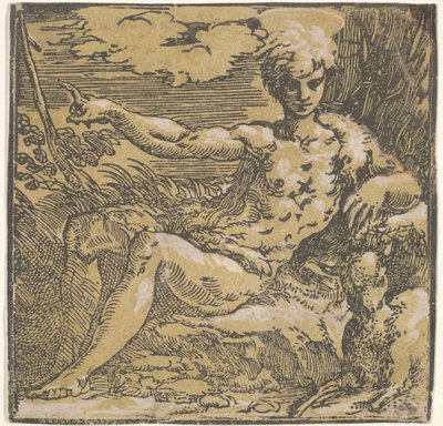 Saint John the Baptist in the Desert, a Lamb by His Side, ca. 1527-30 by Antonio da Trento
