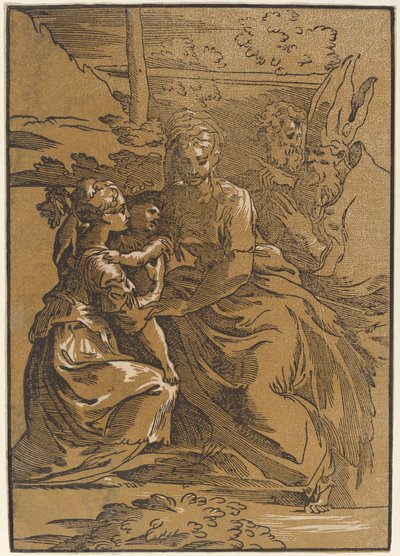 The Holy Family with Two Saints by Antonio da Trento after Parmigianino
