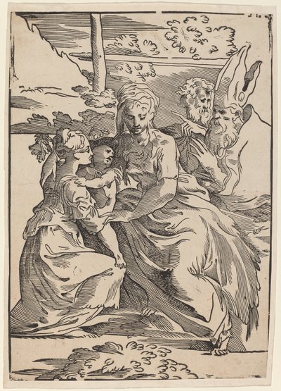 The Holy Family with Two Saints by Antonio da Trento after Parmigianino