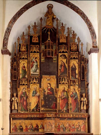 Polyptych of the Poem of Redemption and Coronation of the Virgin Mary Wood Painting by Antonello de Saliba by Antonio de Saliba