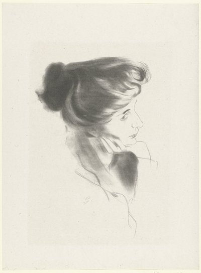 Head of a Woman Resting Her Chin on Her Hand (Study of a Woman) by Antonio de la Gandara