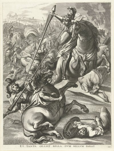 Achilles defeats Telephos; entry of Ferdinand into Ghent in 1635 by Antony van der Does