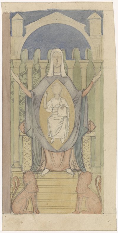 Mary with Christ Child, Seated on the Throne of Solomon by Antoon Derkinderen