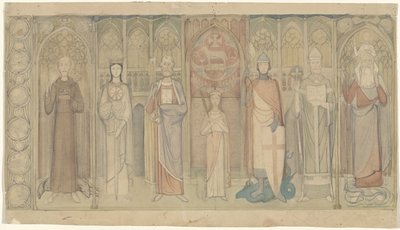 Design for the Second Bossche Wall: Seven Standing Saints by Antoon Derkinderen