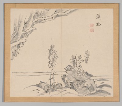 Double Album of Landscape Studies after Ikeno Taiga, Volume 1 leaf 32 by Aoki Shukuya
