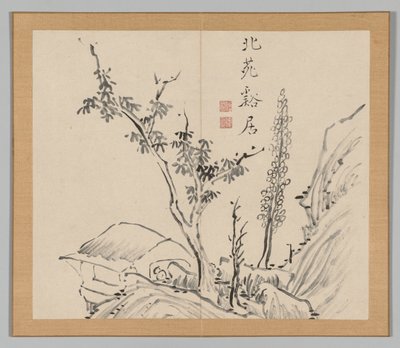 Double Album of Landscape Studies after Ikeno Taiga, Volume 2 Leaf 13 by Aoki Shukuya