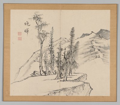 Double Album of Landscape Studies after Ikeno Taiga, Volume 2 Leaf 21 by Aoki Shukuya