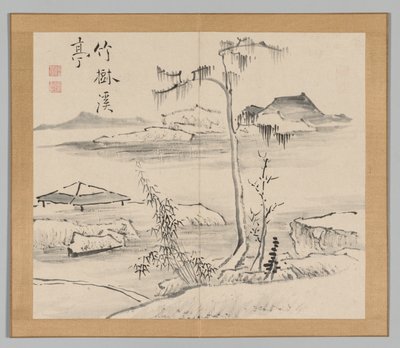 Double Album of Landscape Studies after Ikeno Taiga, Volume 2 Leaf 24 by Aoki Shukuya
