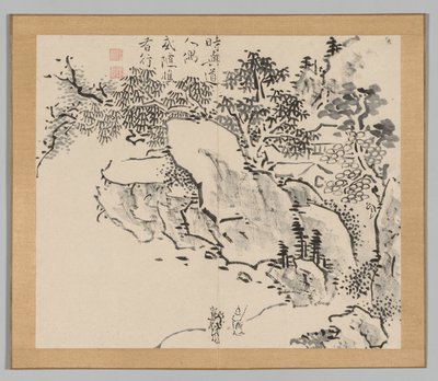 Double Album of Landscape Studies after Ikeno Taiga, Volume 2 Leaf 34, 18th Century by Aoki Shukuya