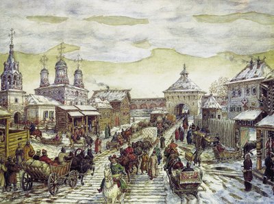 At the Myasnitskaya Gates of the Bely Gorod of Moscow in the XVII Century, 1926 by Apollinari Mikhailovich Vasnetsov