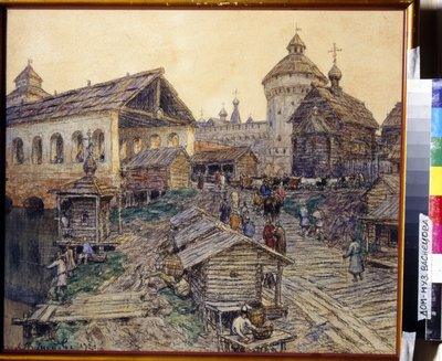 The Resurrection Bridge in Moscow in the 17th Century. by Apollinari Mikhailovich Vasnetsov