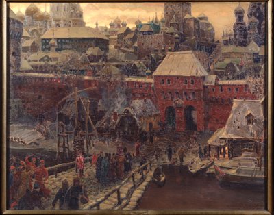 Moscow in the 17th Century, The Moskvoretsky Bridge and the Water Gate by Apollinari Mikhailovich Vasnetsov