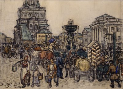 The Fountain on the Sukharevskaya Square in the 19th century, 1921 by Apollinari Mikhailovich Vasnetsov