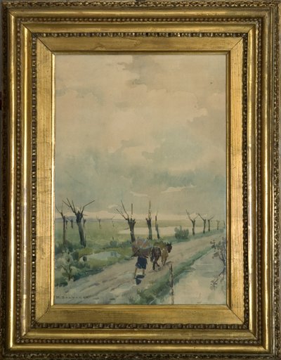 Landscape with persons by Arcangelo Salvarani