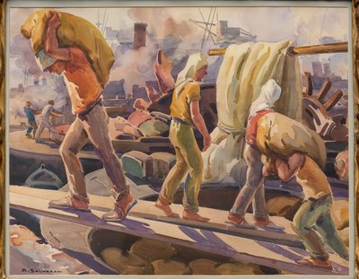 Workers at the Genoa Harbour by Arcangelo Salvarani