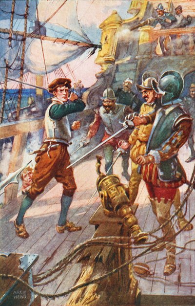 Boarding a Spanish Galleon by Archibald Bertram (after) Webb