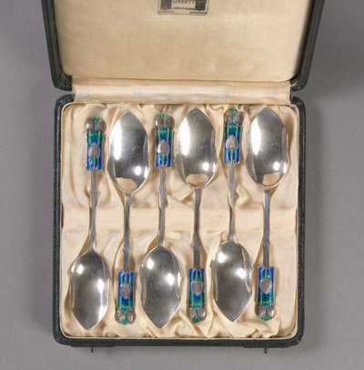 Set of Six Spoons in Original Box, Manufacturer Liberty and Company, c.1895-1910 by Archibald Knox