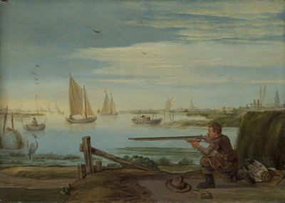 A Bird Hunter on a Riverbank by Arent Arentsz