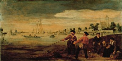 Fishermen on the Bank of the Amstel near the Pauwentuin, Amsterdam by Arent Arentsz