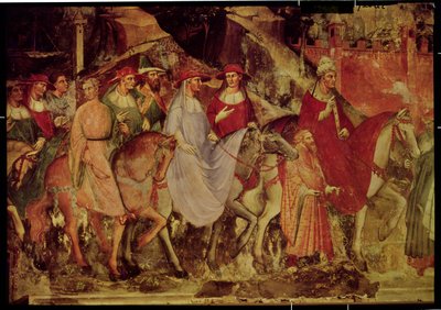 The History of Pope Alexander III: The Entrance of the Pope and Emperor Frederick Barbarossa into Rome (detail) by Aretino Luca Spinello or Spinelli