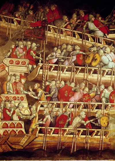 The History of Pope Alexander III (1105-81): The Venetian Fleet Victorious over that of Emperor Frederick Barbarossa (c.1123-90) 1407 by Aretino Luca Spinello or Spinelli