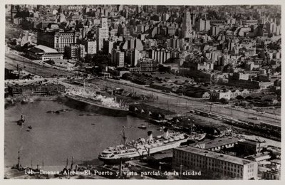 Port and Partial View of the City, Buenos Aires, Argentina by Argentinian Photographer