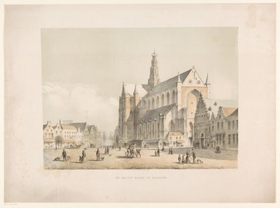 View of St. Bavo Church and the Great Market in Haarlem by Arie Ketting de Koningh