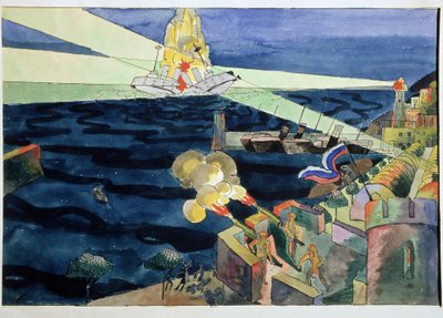 A Naval Battle by Aristarkh Vasilievic Lentulov