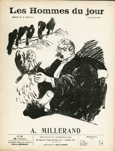 Cover of Les Hommes du jour, number 36, Satirical in B & W by Aristide Delannoy