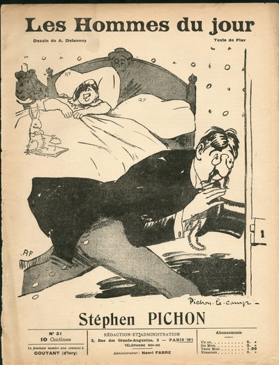 Cover of “The Men of the Day”, circa 1905 - Illustration by Aristide Delannoy (1874-1911): Bedroom - Marianne, Pichon Stephen (1857-1933) by Aristide Delannoy