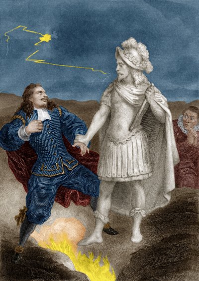 Play Don Juan by Moliere: Don Juan with the Statue of the Commander by Aristide Delannoy