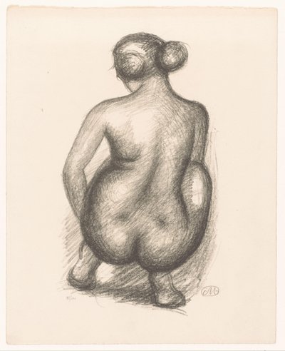 Crouching Naked Woman Seen from the Back by Aristide Maillol (signed by artist)