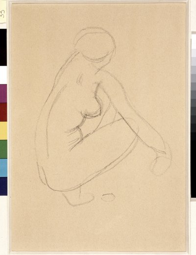 Naked Squat. Drawing by Aristide Maillol (1861-1944). Pencil on paper. Dim: 32x23cm. Musee Cantini, Marseille by Aristide Maillol