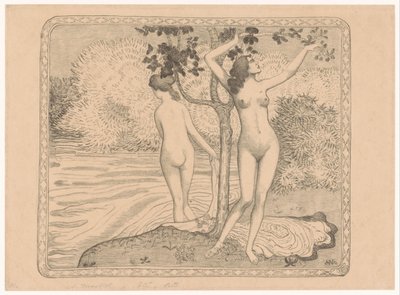 Two Bathing Women Under a Tree by the Water (Deux baigneuses nues sous un arbre au bord de l
