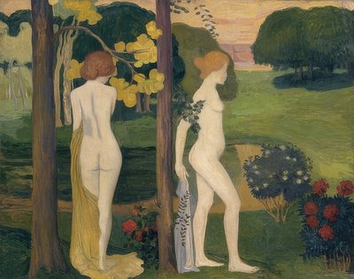 Two Female Nudes in a Landscape by Aristide Maillol