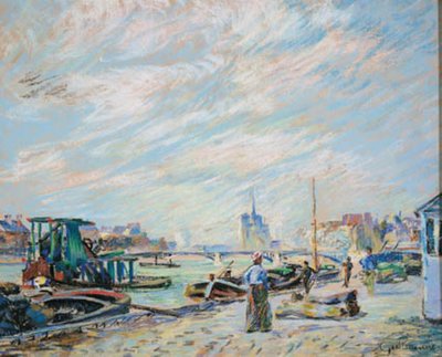 View Over Quai Sully, Now Called Quai Henri IV, with Notre Dame in the Background by Armand Guillaumin