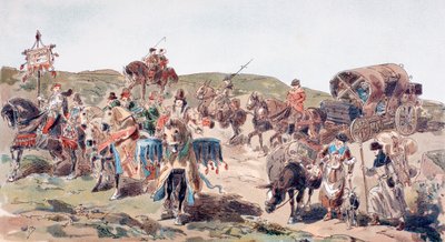 A Wagon Travelling with Escort in the 15th Century, 1886 by Armand Jean Heins