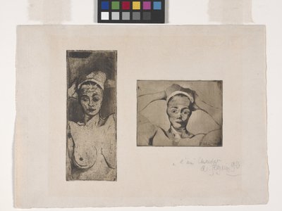 Nude With Hands Behind Her Head, Vertical (Left Image); Nude With Hands Behind Her Head, Horizontal (Right Image) by Armand Séguin