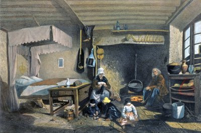 Interior of a peasant house in Royat by Armand Theophile Cassagne